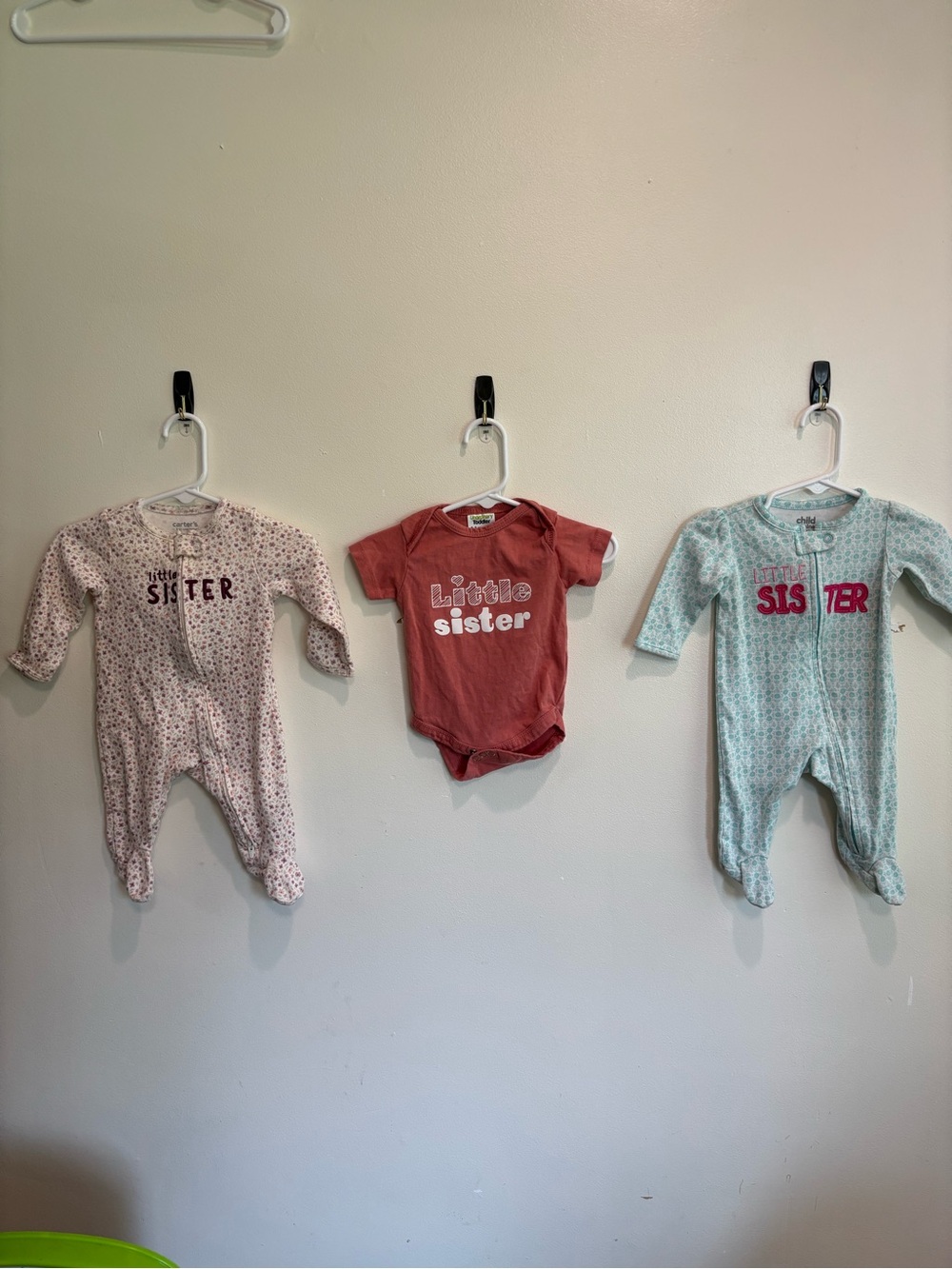 3 month little sister bundle sleepers and short sleeve onesie